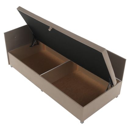 Tapecirani krevet AMSTERDAM 90x200 cm s univerzalnim uzglavljem i spremištem, bež