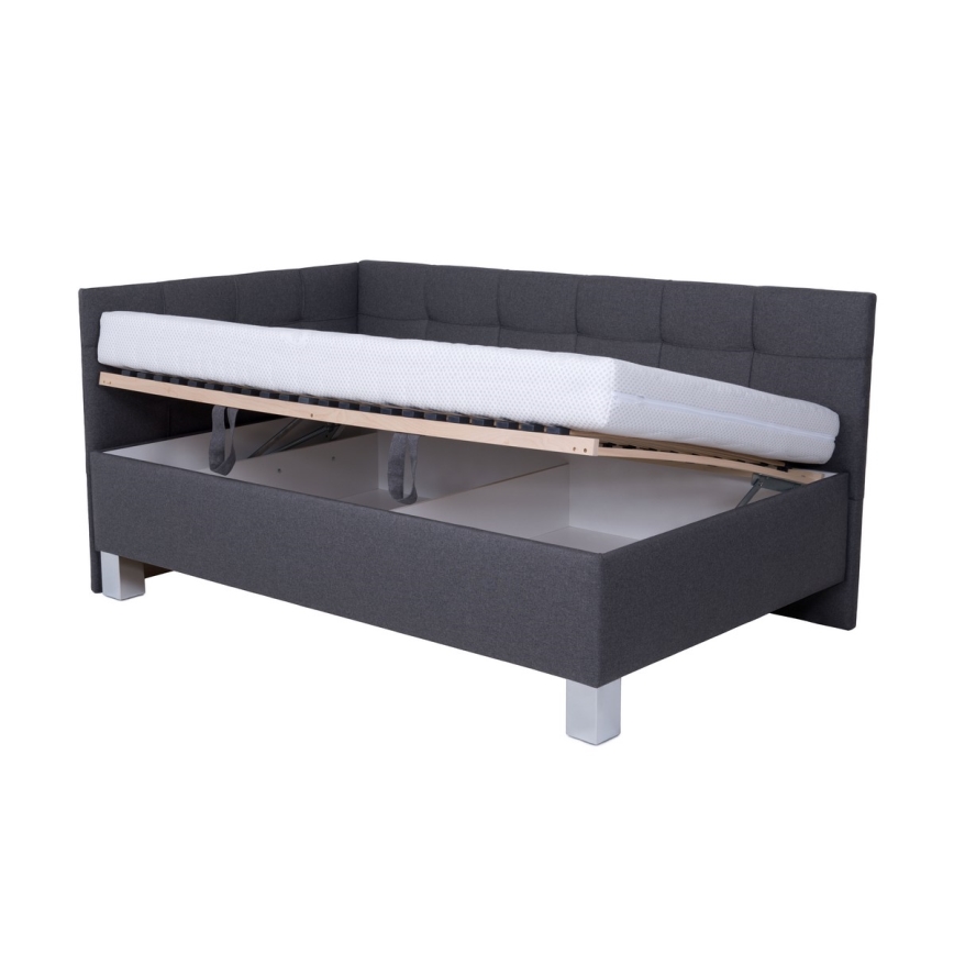 Tapecirano krevet s prostorom za odlaganje bez madraca MARIA PETITE 120x200 cm siva