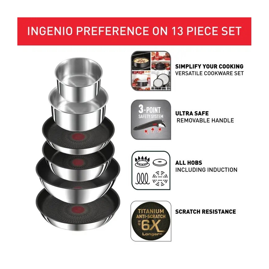 Tefal - 13-dijelni set posuđa INGENIO PREFERENCE ON, nehrđajući čelik