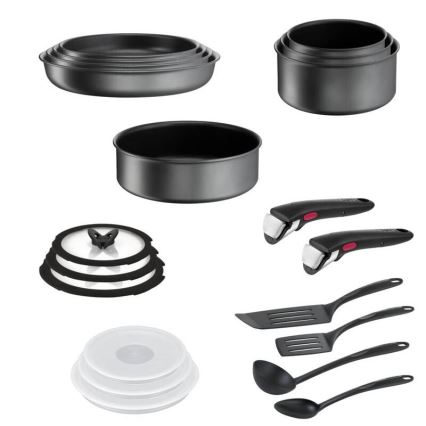 Tefal - 20-dijelni set posuđa INGENIO DAILY CHEF ON, crni