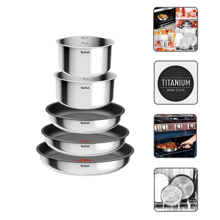 Tefal - 6-dijelni set posuđa INGENIO COOK, nehrđajući čelik