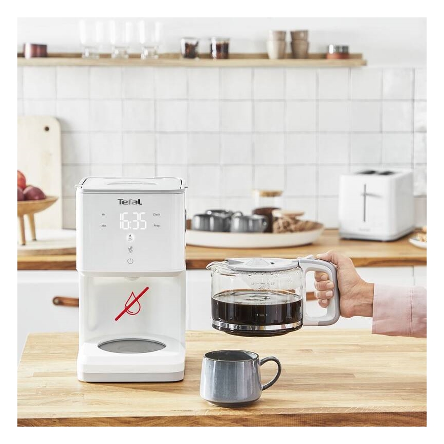 Tefal - Aparat za filter kavu s LCD zaslonom SENSE 1000W/230V bijela