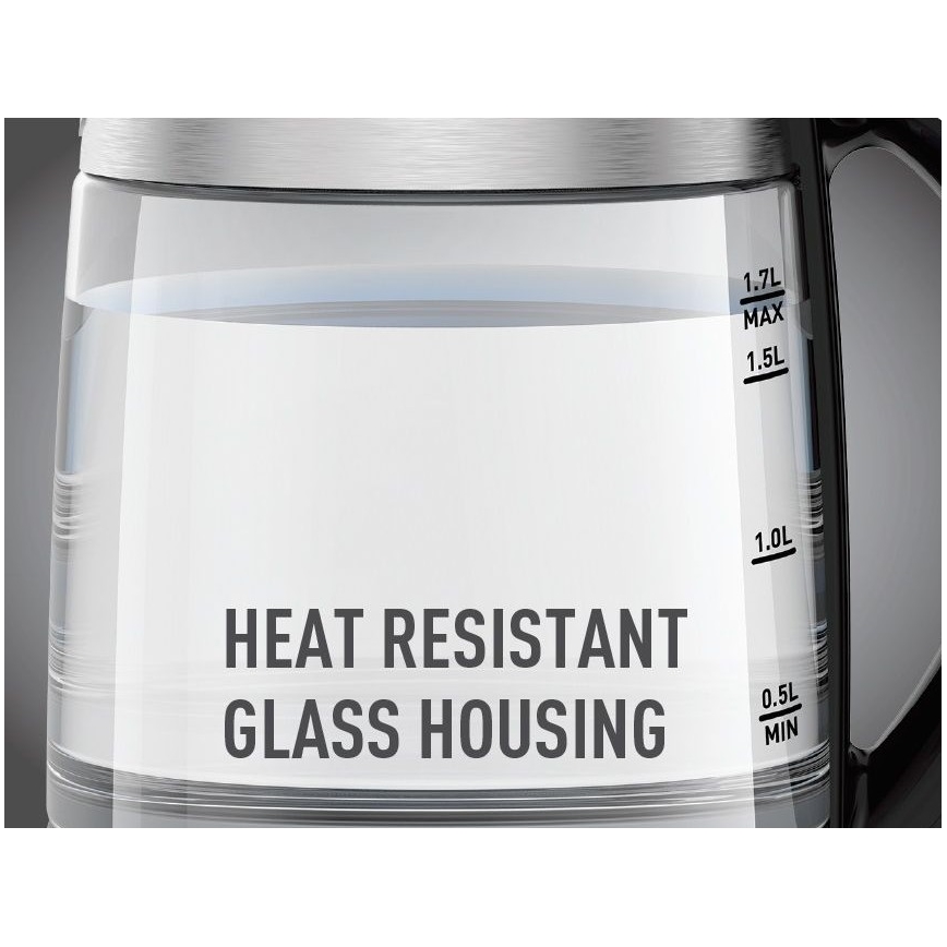 Tefal - Kuhalo za vodu GLASS 1,7 l 2200W/230V matirani krom