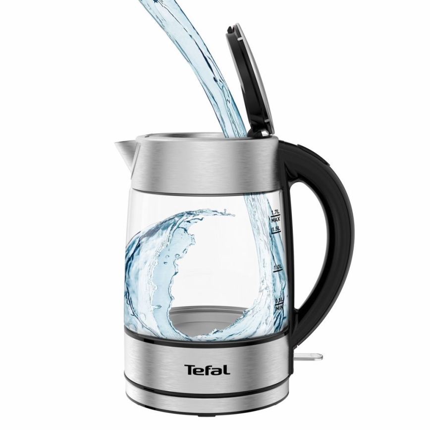 Tefal - Kuhalo za vodu GLASS 1,7 l 2200W/230V matirani krom