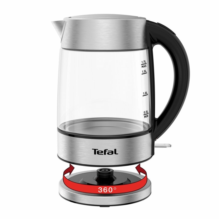 Tefal - Kuhalo za vodu GLASS 1,7 l 2200W/230V matirani krom