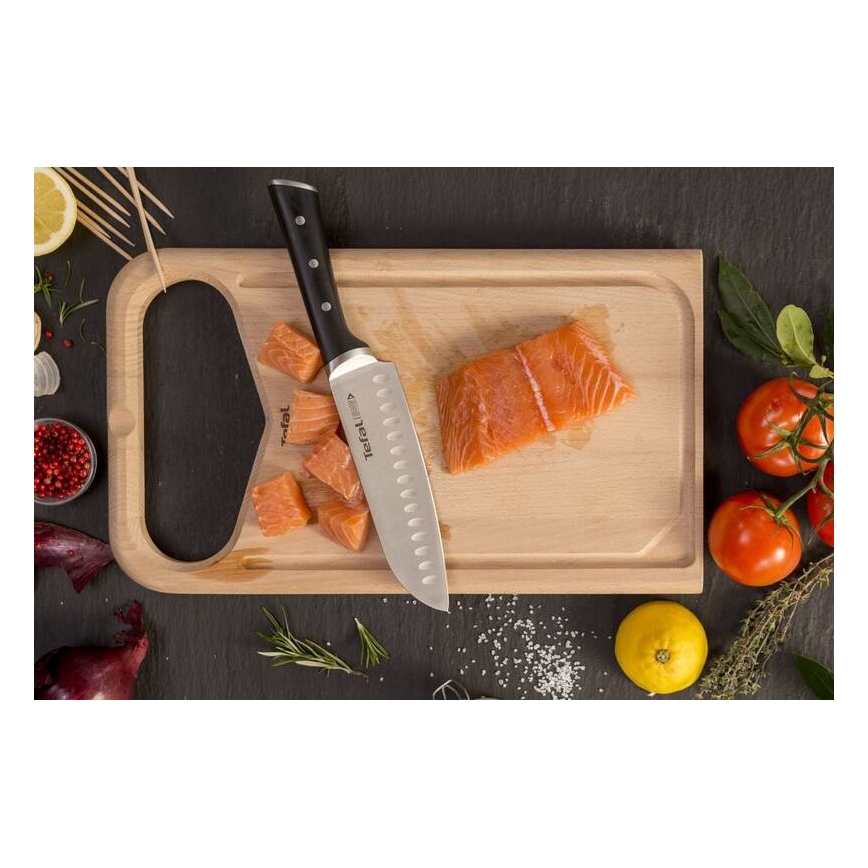 Tefal - Santoku nož od nehrđajućeg čelika ICE FORCE 18 cm sjajni krom/crna