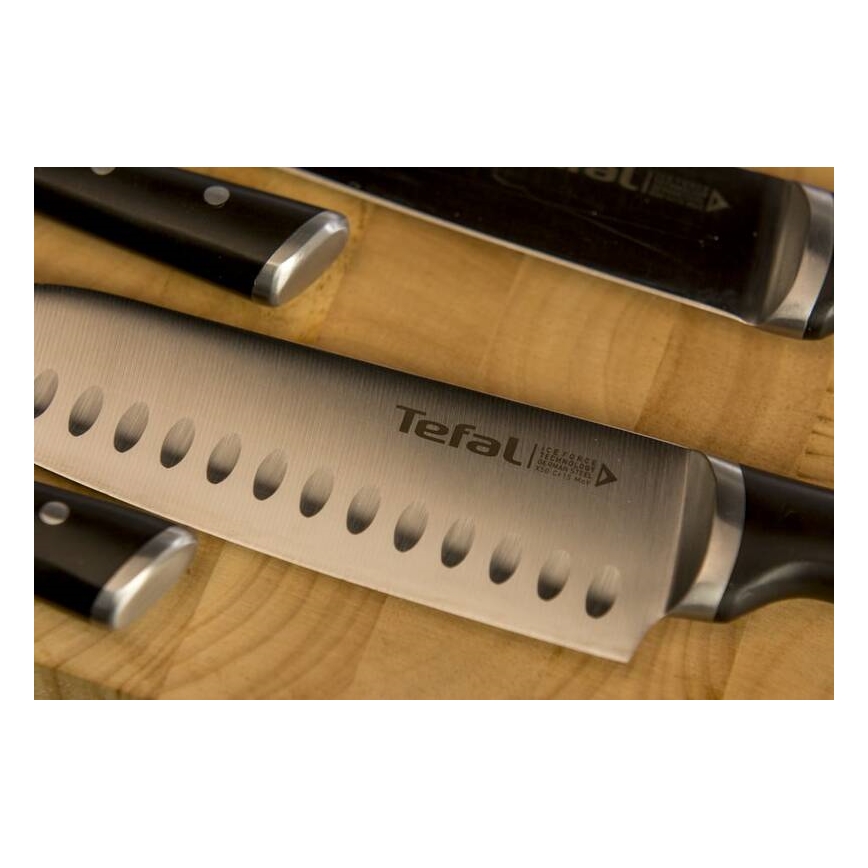 Tefal - Santoku nož od nehrđajućeg čelika ICE FORCE 18 cm sjajni krom/crna