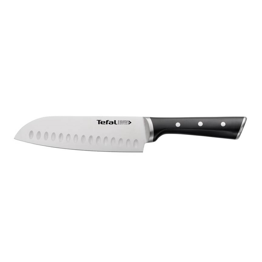 Tefal - Santoku nož od nehrđajućeg čelika ICE FORCE 18 cm sjajni krom/crna