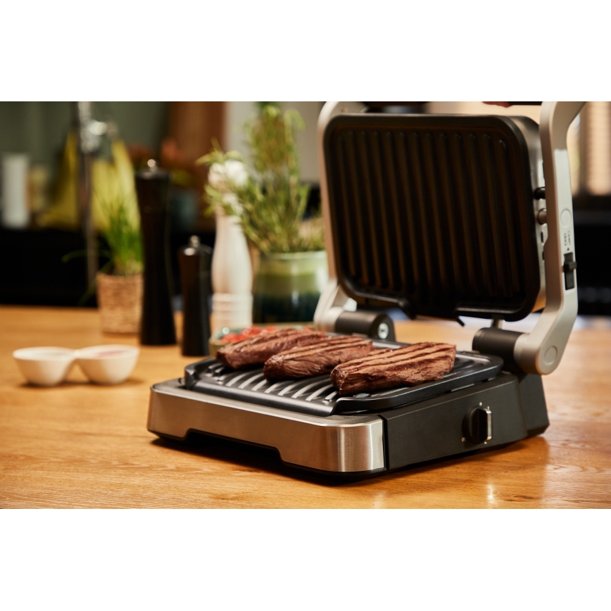 Tefal - Kontaktni roštilj OPTIGRILL 2100W/230V matirani krom