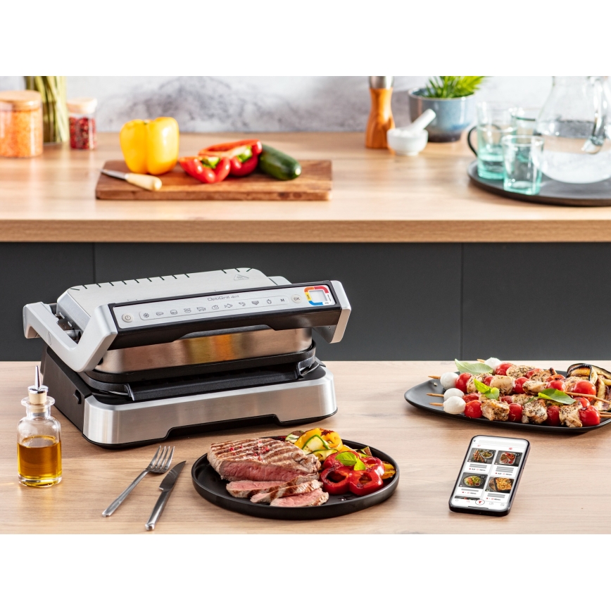 Tefal - Kontaktni roštilj OPTIGRILL 2100W/230V matirani krom
