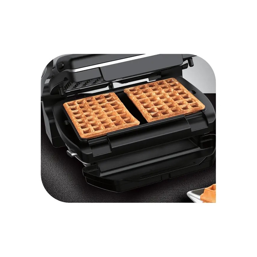 Tefal - Kontaktni roštilj OPTIGRILL+ INOX WAFFLES 2000W/230V crna/krom
