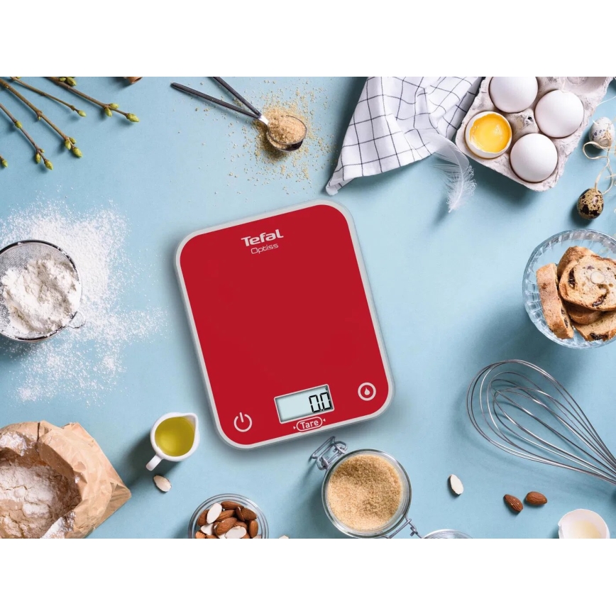 Tefal - Kuhinjska vaga OPTISS 2xAAA crvena
