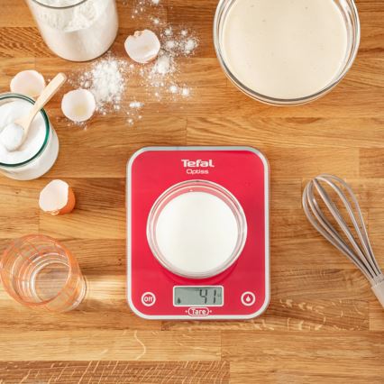Tefal - Kuhinjska vaga RASPBERRY 2xAAA crvena