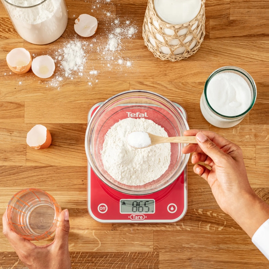 Tefal - Kuhinjska vaga RASPBERRY 2xAAA crvena
