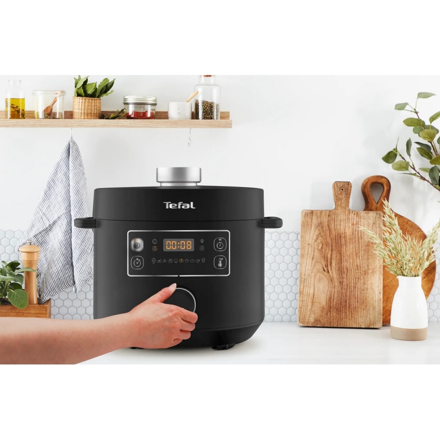 Tefal - Multifunkcionalni električni lonac TURBO CUISINE 4,8 l 1090W/230V crna