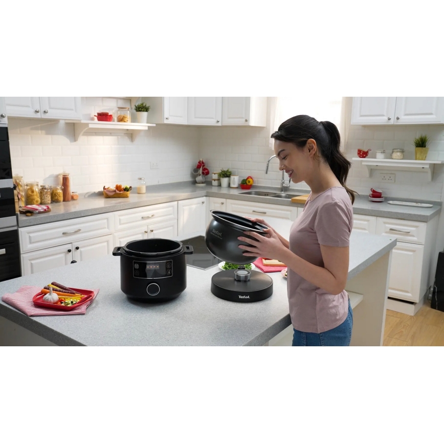 Tefal - Multifunkcionalni električni lonac TURBO CUISINE 4,8 l 1090W/230V crna