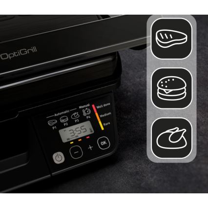 Tefal - Pametni električni roštilj Tefal OPTIGRILL 2000W/230V