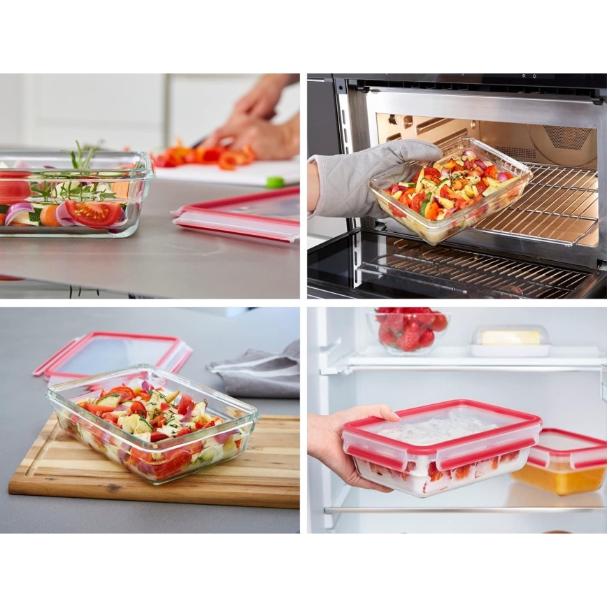 Tefal - Posuda za hranu 0,8 l MSEAL GLASS crvena/staklo