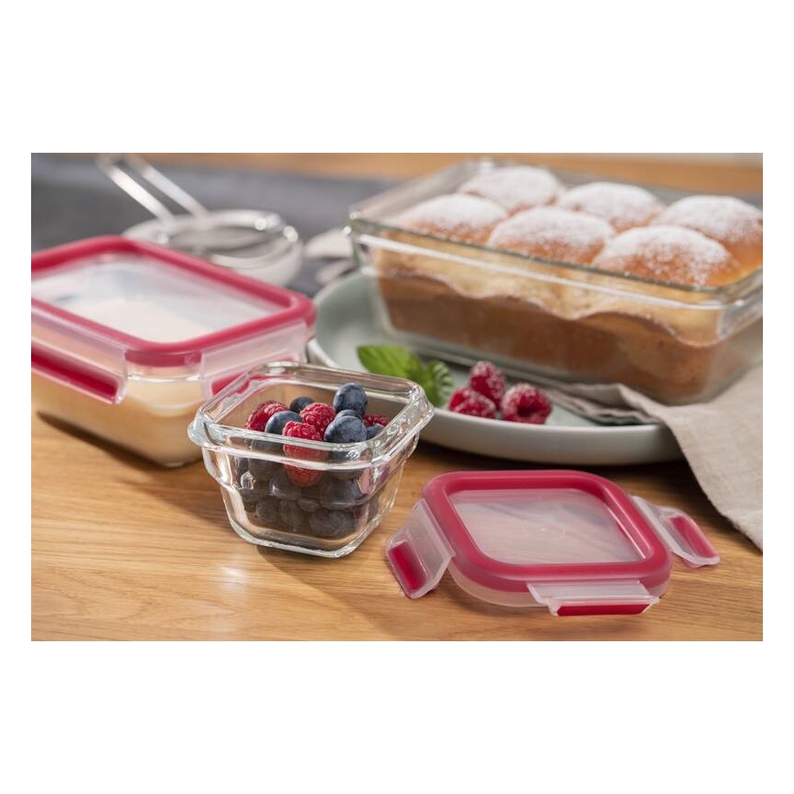 Tefal - Posuda za namirnice 0,45 l MSEAL GLASS crvena/staklo