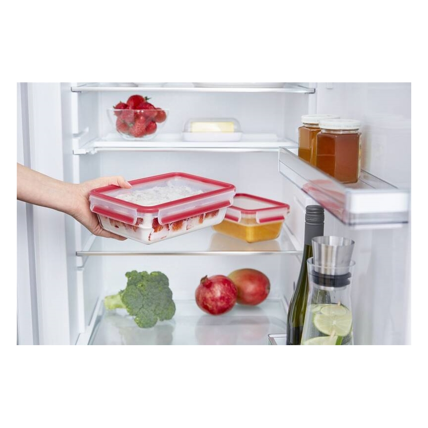 Tefal - Posuda za namirnice 0,85 l MSEAL GLASS crvena/staklo