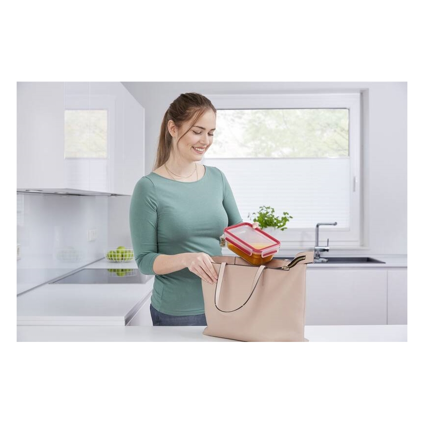 Tefal - Posuda za namirnice 0,85 l MSEAL GLASS crvena/staklo