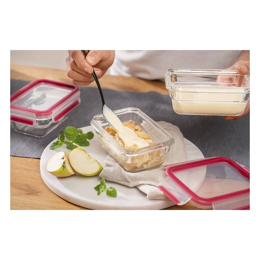 Tefal - Posuda za namirnice 1,1 l MSEAL GLASS crvena/staklo