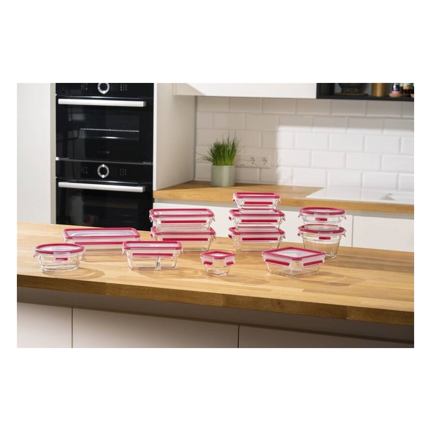 Tefal - Posuda za namirnice 1,1 l MSEAL GLASS crvena/staklo