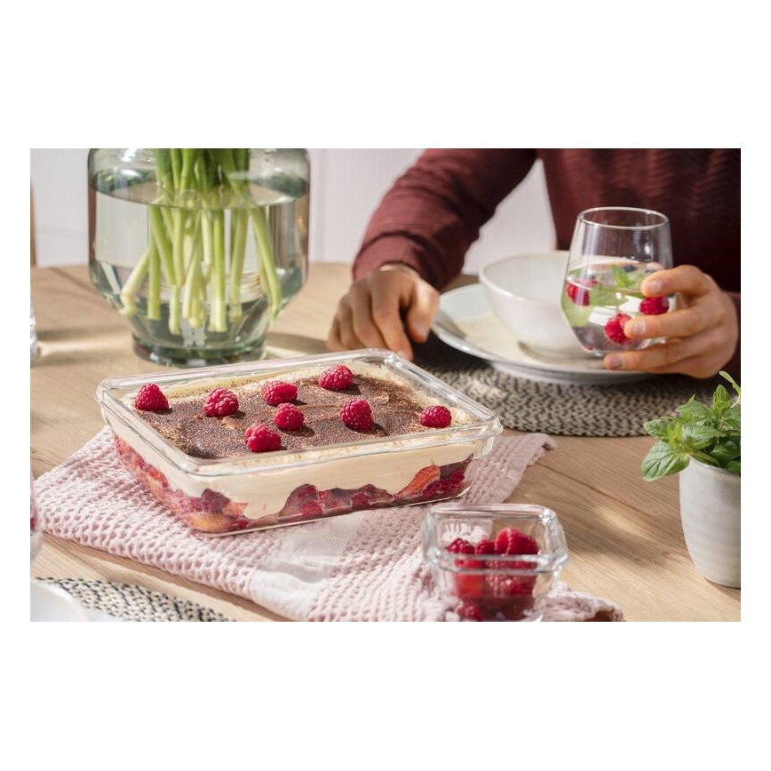 Tefal - Posuda za namirnice 3 l MSEAL GLASS crvena/staklo