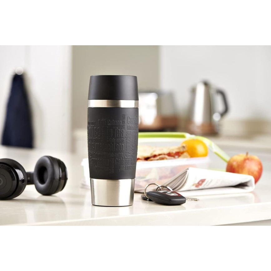 Tefal - Putna šalica 360 ml TRAVEL MUG nehrđajući/crna