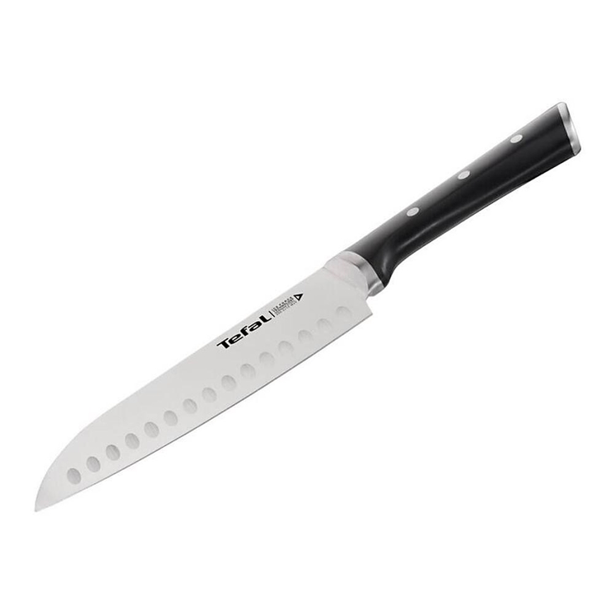Tefal - Santoku nož od nehrđajućeg čelika ICE FORCE 18 cm sjajni krom/crna