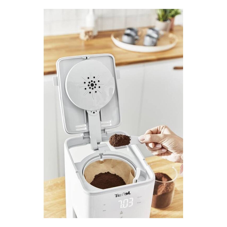 Tefal - Filter aparat za kavu s LCD zaslonom SENSE 1000W/230V bijela
