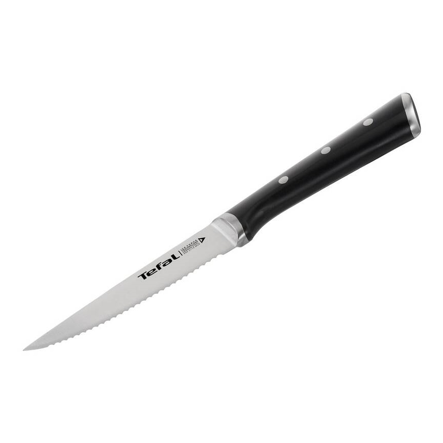 Tefal - SET 4x Nehrđajući nož za steak ICE FORCE 11 cm sjajni krom/crna