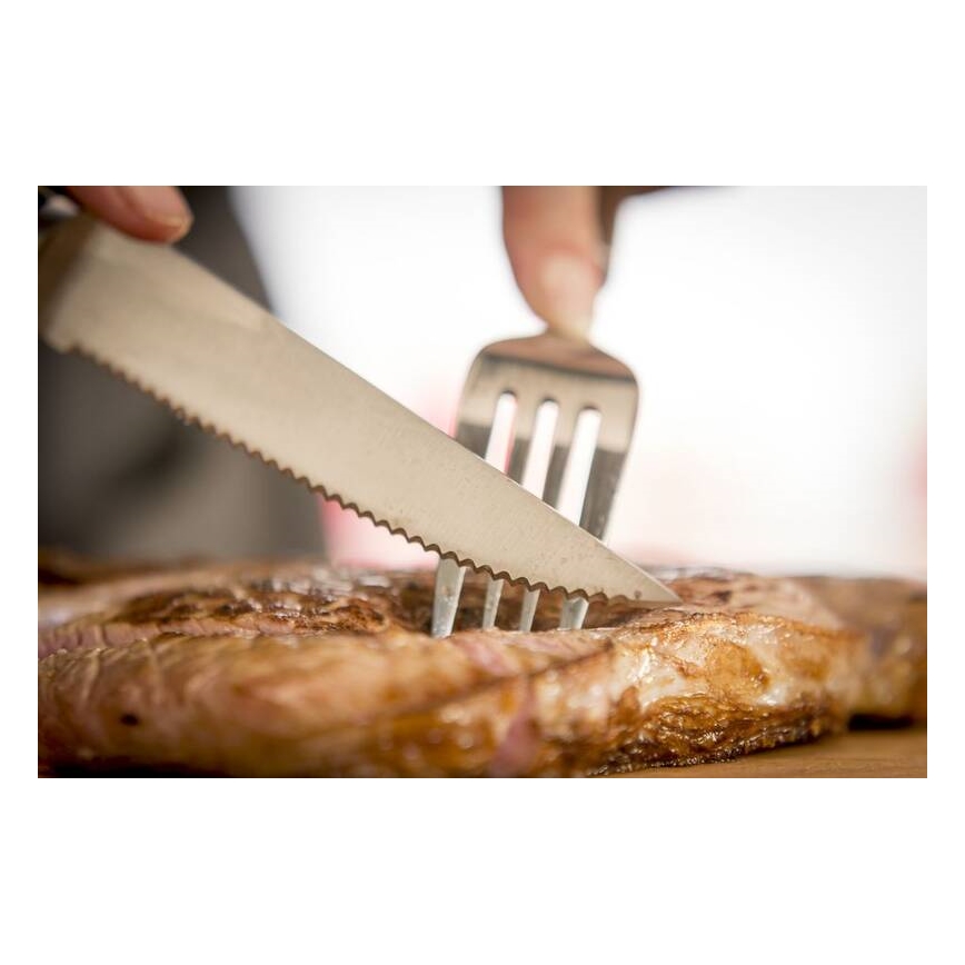 Tefal - Set noževa za steak ICE FORCE, od nehrđajućeg čelika, 11 cm, sjajni krom/crna, 4 kom