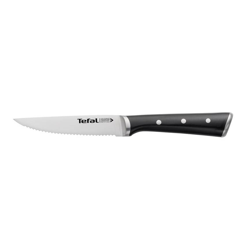 Tefal - Set noževa za steak ICE FORCE, od nehrđajućeg čelika, 11 cm, sjajni krom/crna, 4 kom
