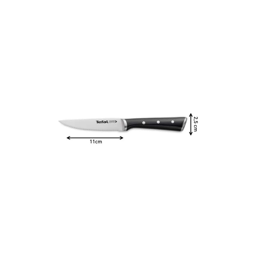Tefal - Set noževa za steak ICE FORCE, od nehrđajućeg čelika, 11 cm, sjajni krom/crna, 4 kom