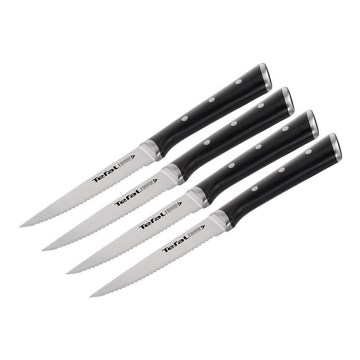 Tefal - Set od 4 noža za steak od nehrđajućeg čelika ICE FORCE, 11 cm, sjajni krom/crna