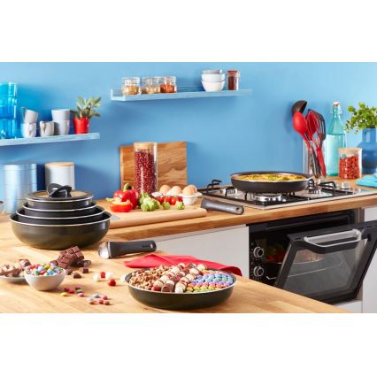Tefal - Set posuđa 10 kom INGENIO EASY COOK & CLEAN BLACK