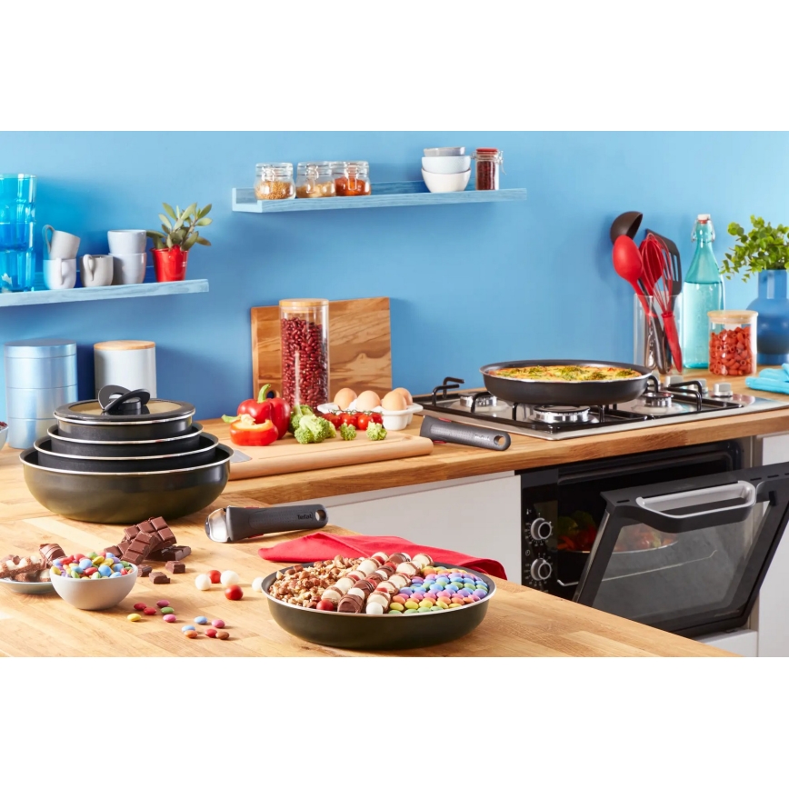 Tefal - Set posuđa 10 kom INGENIO EASY COOK & CLEAN BLACK