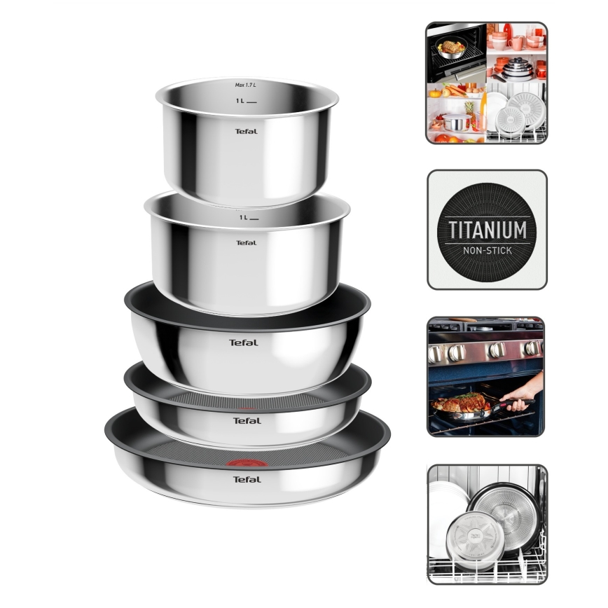 Tefal - Set posuđa 9-dijelni INGENIO COOK inox