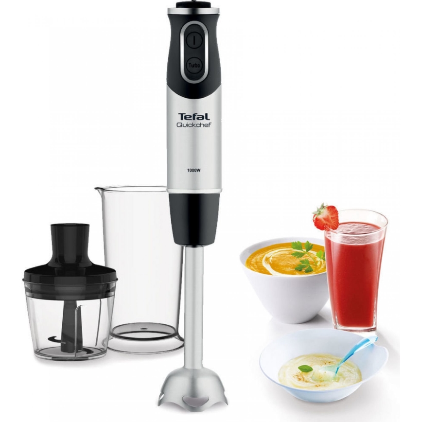 Tefal - Štapni mikser QUICKCHEF 2u1 1000W/230V mat krom/crna