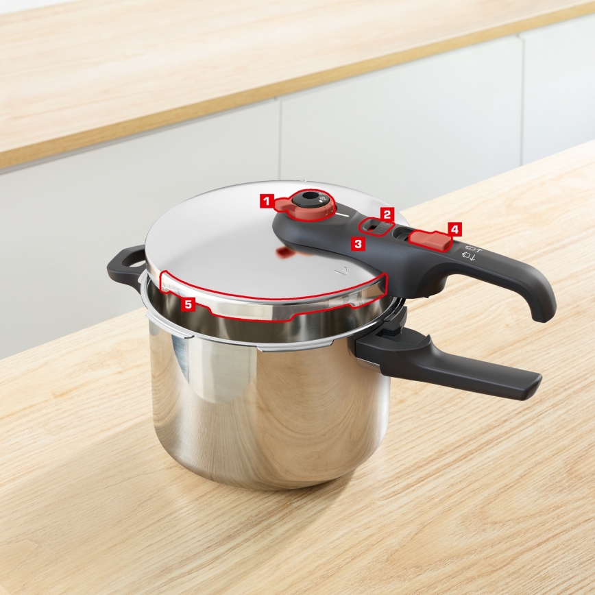 Tefal - Tlakovni ekspres-lonac 6 l SECURE TRENDY + set od 5 komada INGENIO EMOTION