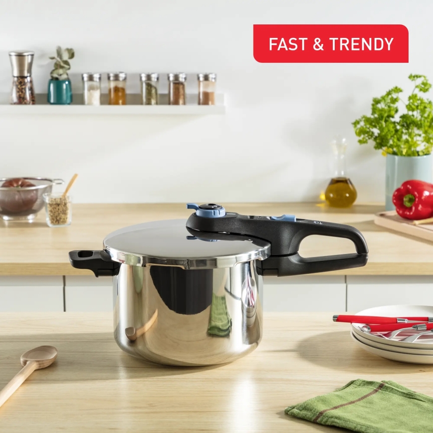 Tefal - Tlakni lonac 6 l SECURE TRENDY nehrđajući čelik