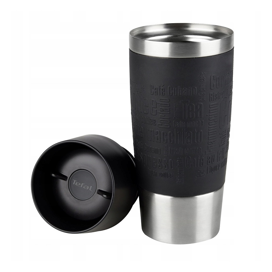 Tefal - Putnička šalica 360 ml TRAVEL MUG nehrđajući čelik/crna