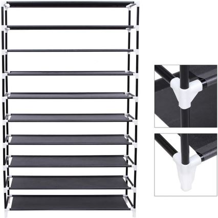 Tekstilni ormar s policama MATIS 100x162 cm crni
