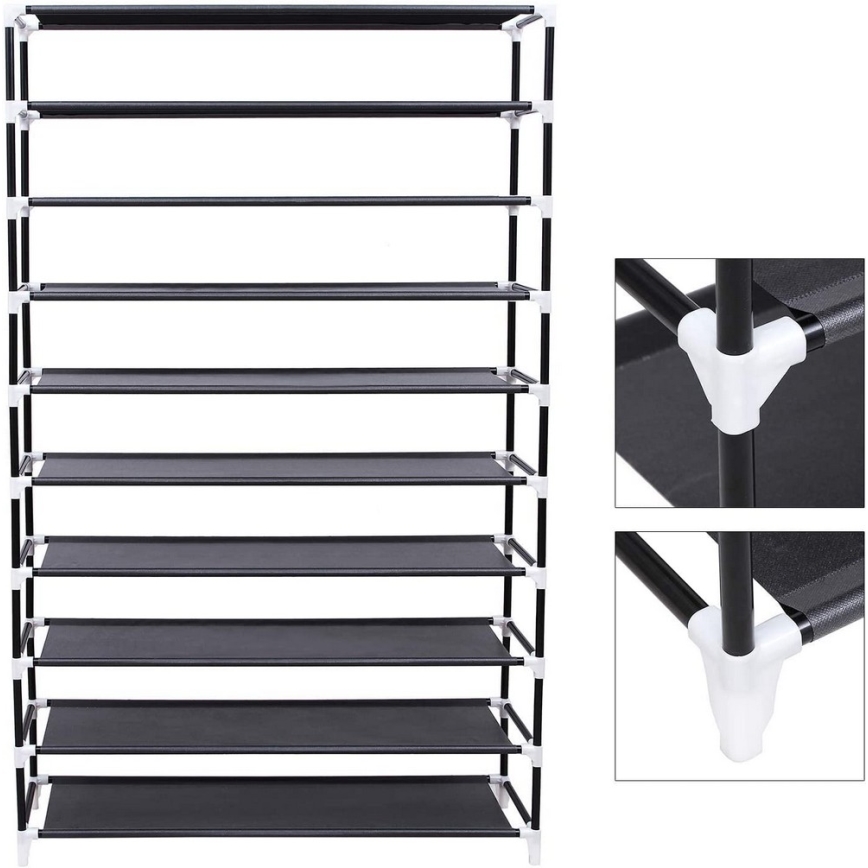 Tekstilni ormar s policama MATIS 100x162 cm crni