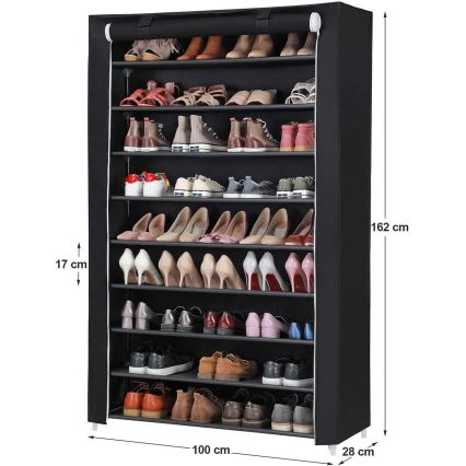 Tekstilni ormar s policama MATIS 100x162 cm crni