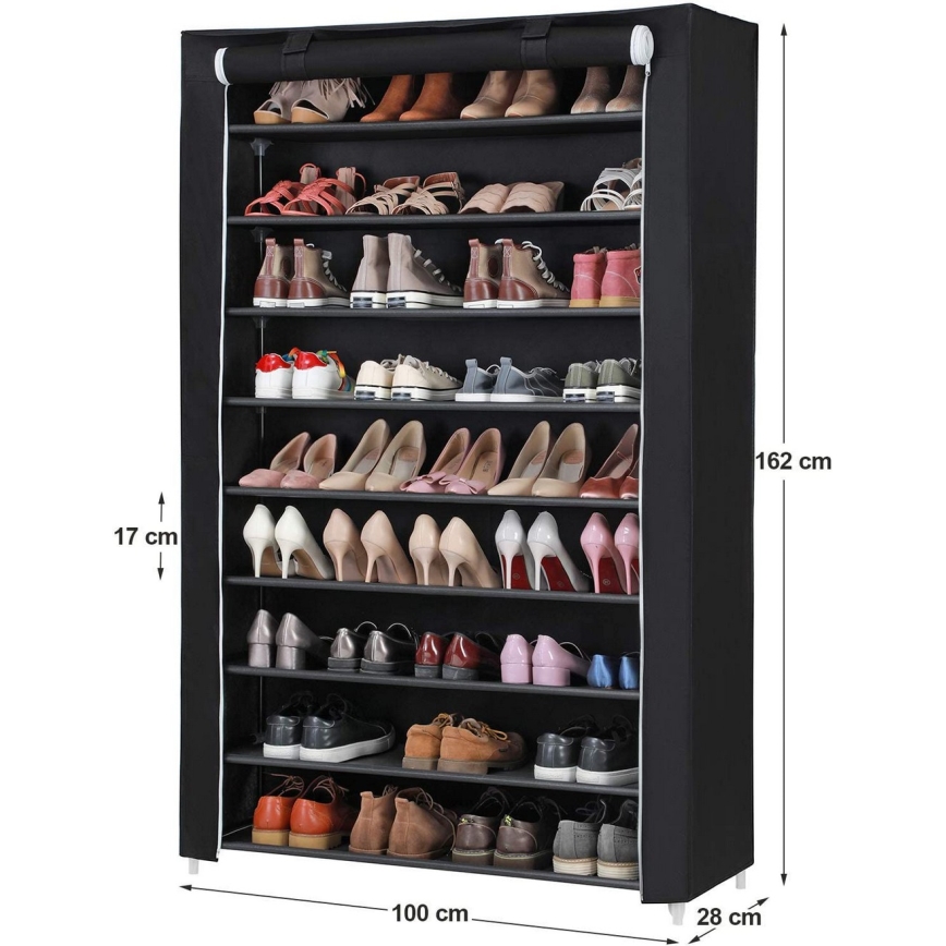 Tekstilni ormar s policama MATIS 100x162 cm crni