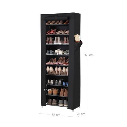 Tekstilni ormar za pohranu s policama MATIS 58x160 cm crni