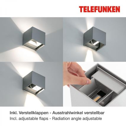 Telefunken 303404TF - vanjska zidna LED svjetiljka LED/7W/230V IP44, srebrna