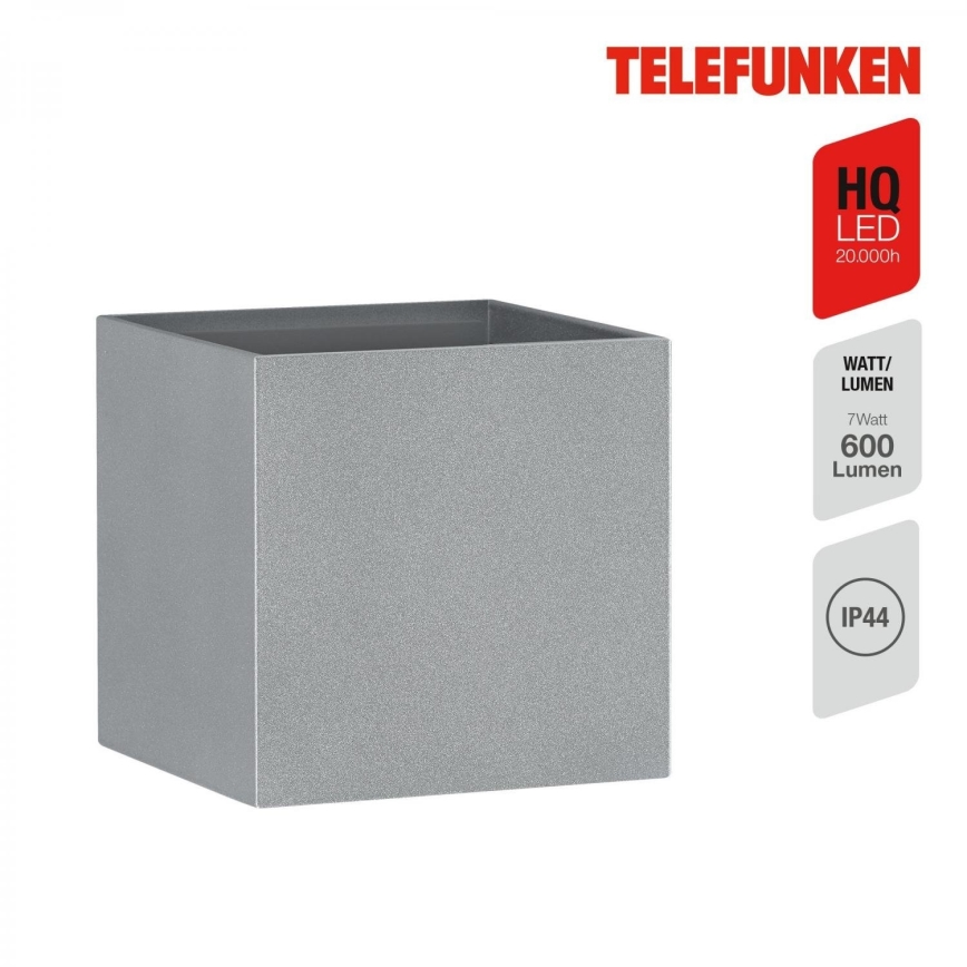 Telefunken 303404TF - vanjska zidna LED svjetiljka LED/7W/230V IP44, srebrna